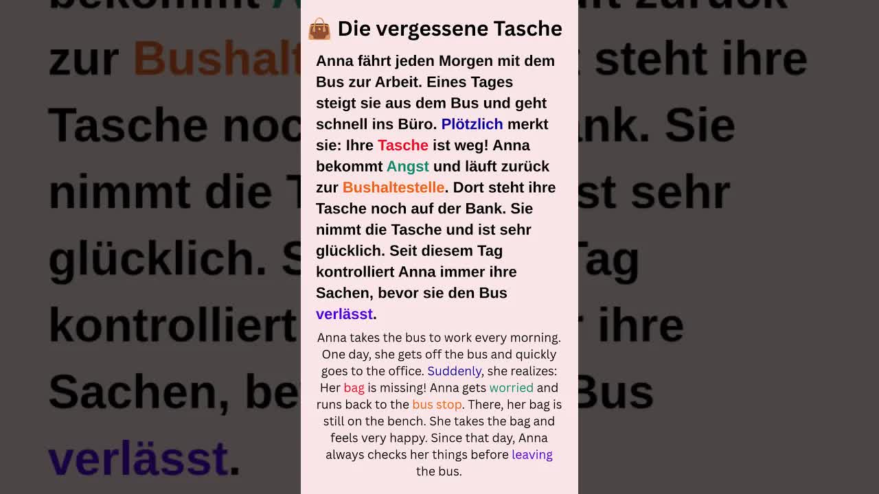 Anna vergisst ihre Tasche im Bus