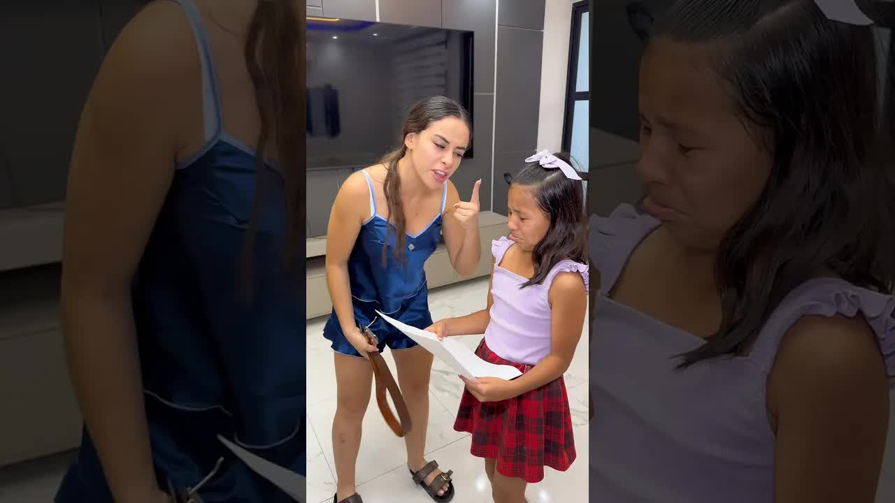 Papá castiga a su hija por reprobar el examen