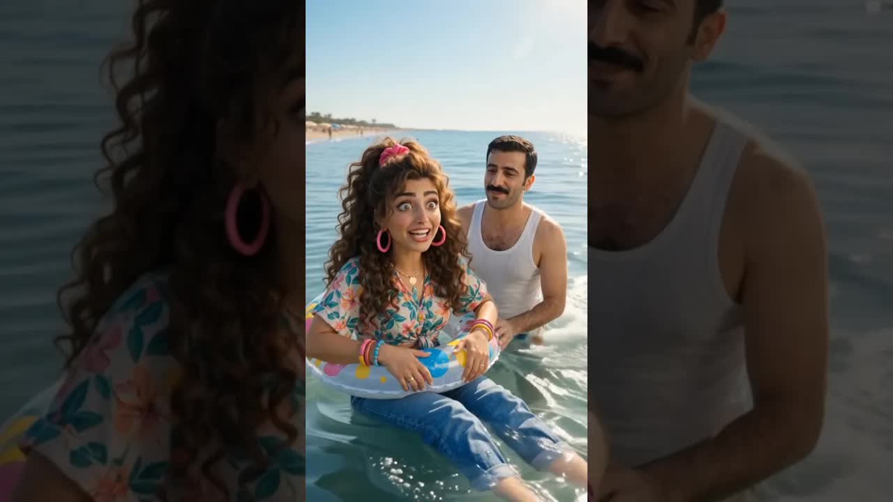 طارق يعلّم ديما السباحة بدون دالوب