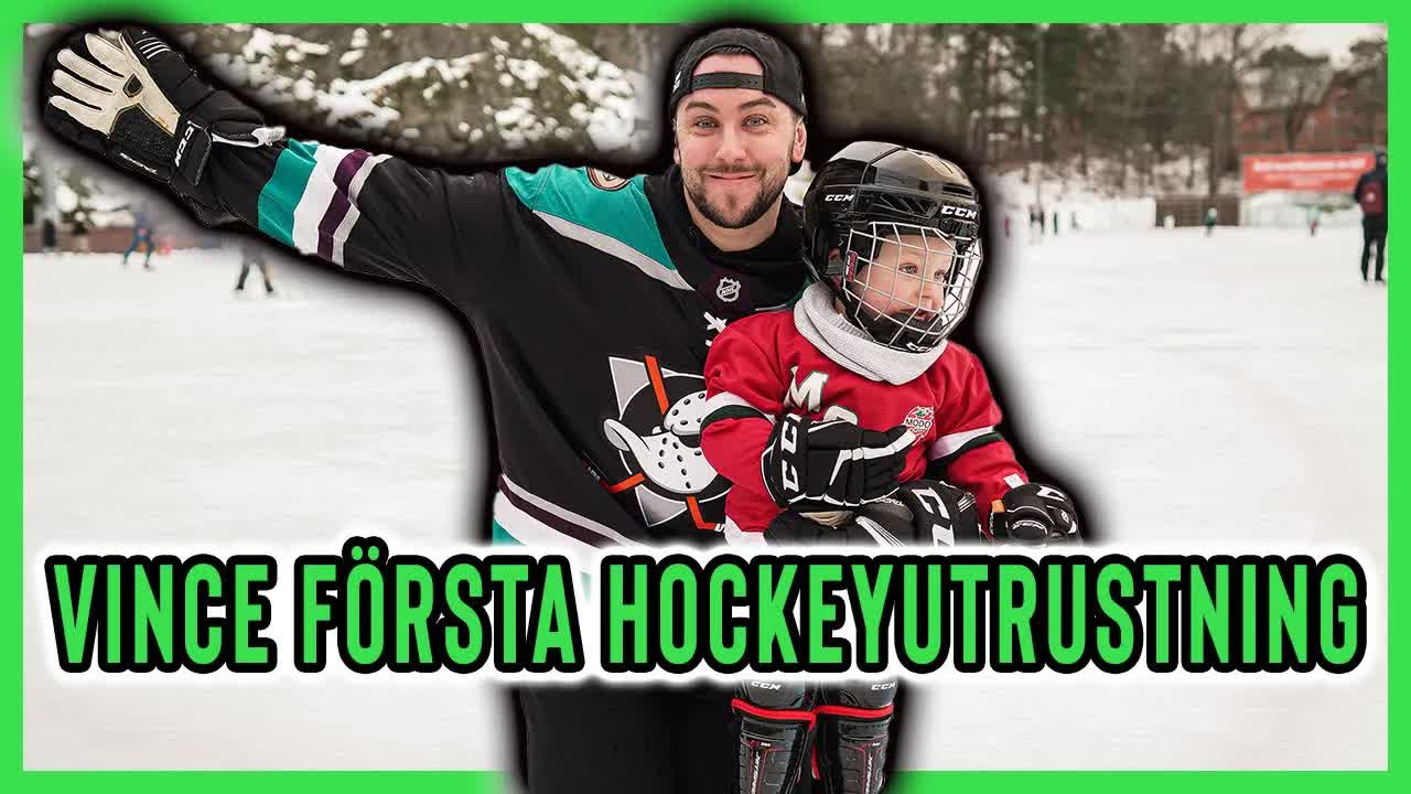 Vince första gång på skridskor och hockey