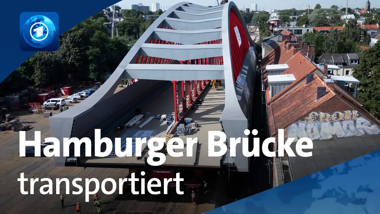 Mega-Transport der neuen Sternbrücke in Hamburg