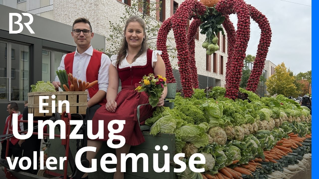 Erntedankfestzug mit riesiger Radieschenkrone