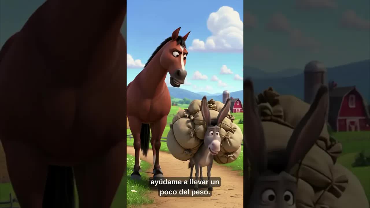 Fábula del caballo y el burro para niños
