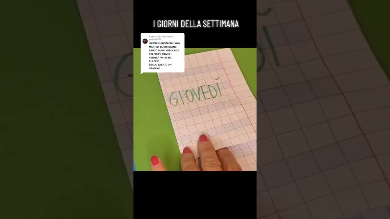 Filastrocca per imparare i giorni della settimana