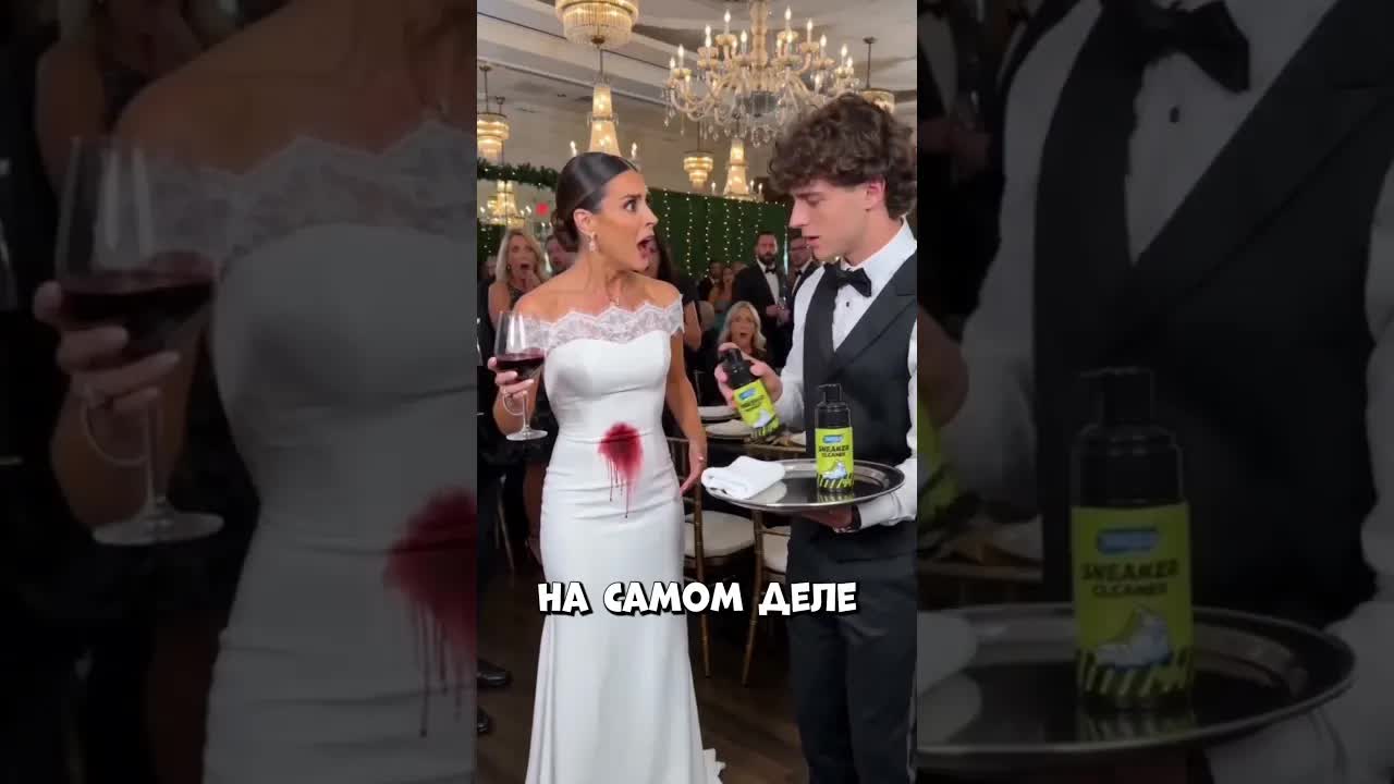 Мальчик спас свадебное платье от пятна