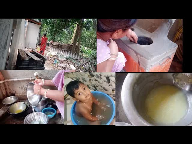 গ্রামের ঘরের বউয়ের সকাল থেকে সন্ধ্যার কাজের ভিডিও