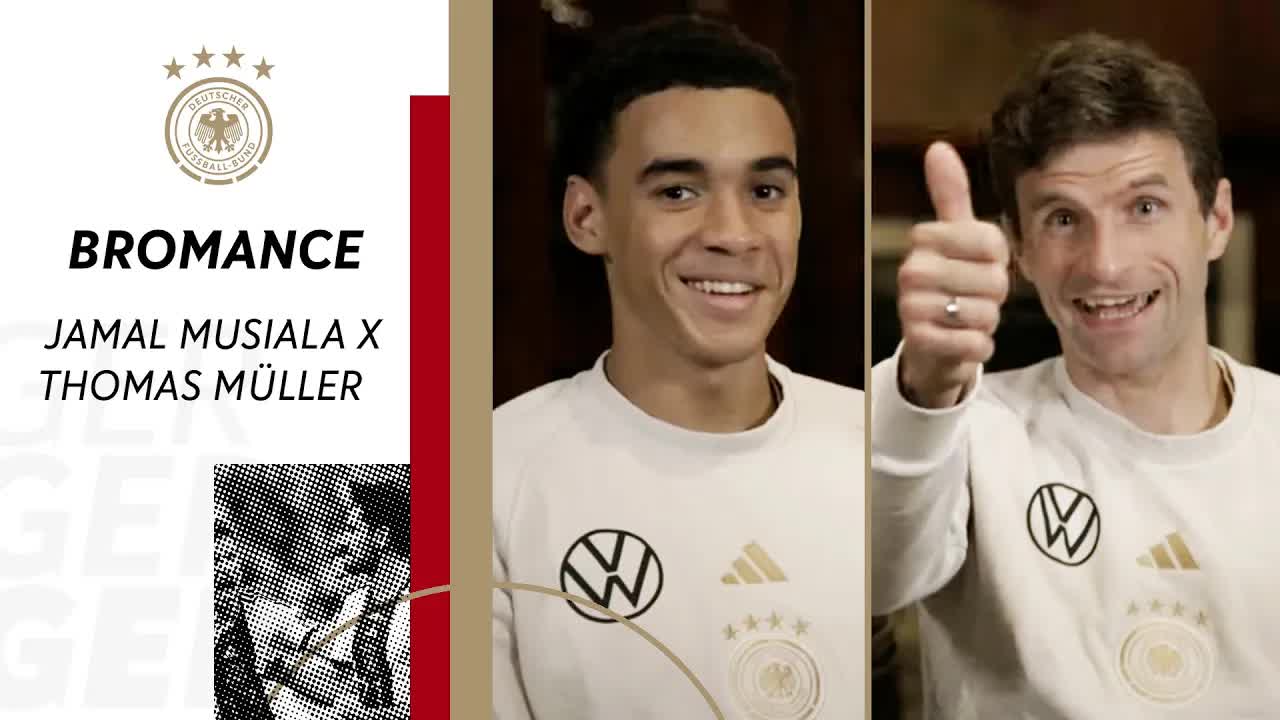Thomas Müller und Jamal Musiala im Gespräch