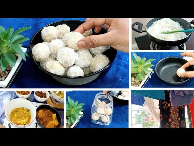 সংসারের কাজ ও নারিকেলের লাড্ডু বানানো