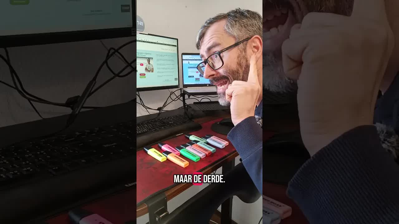 Eerste tot tiende positie van markeerstiften