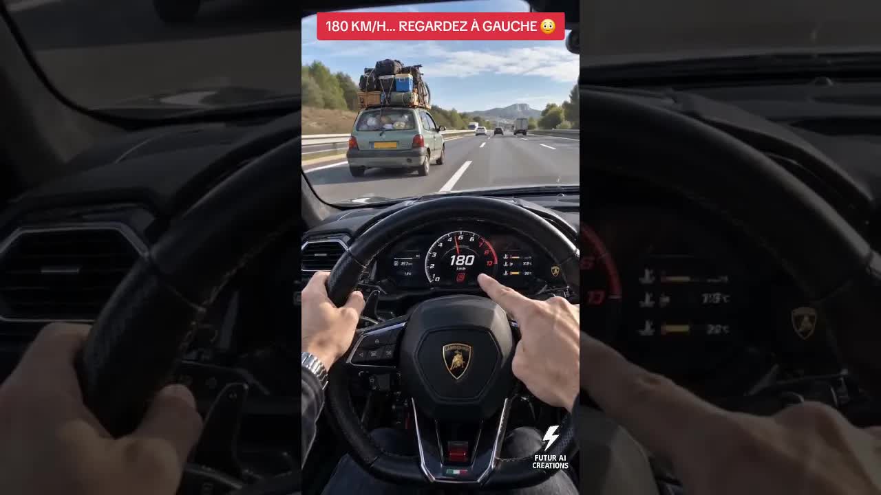 Une Twingo dépasse une Lamborghini à 180 km/h