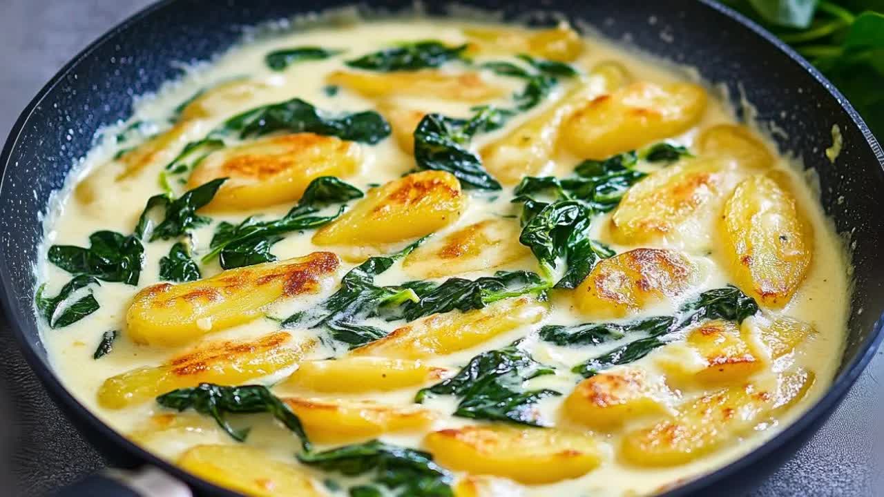Spinat Schupfnudel Pfanne in 10 Minuten