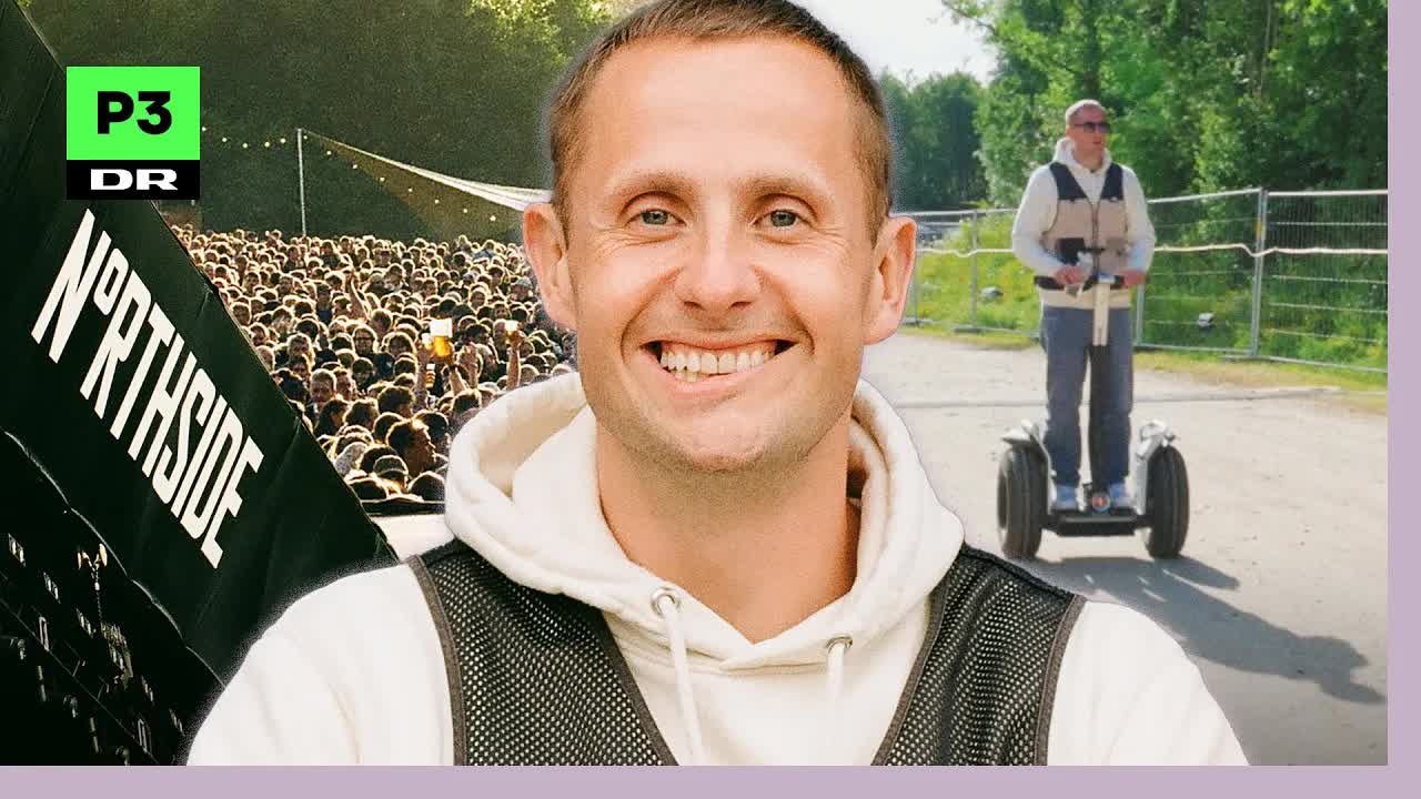 Benjamin Hav på segway-tur backstage på NorthSide