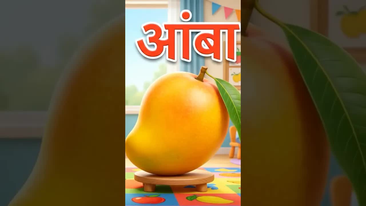 फळांची नावे शिका: आंबा, केळी, सफरचंद