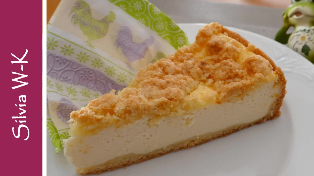 Käsekuchen mit Streusel aus dem Teigboden