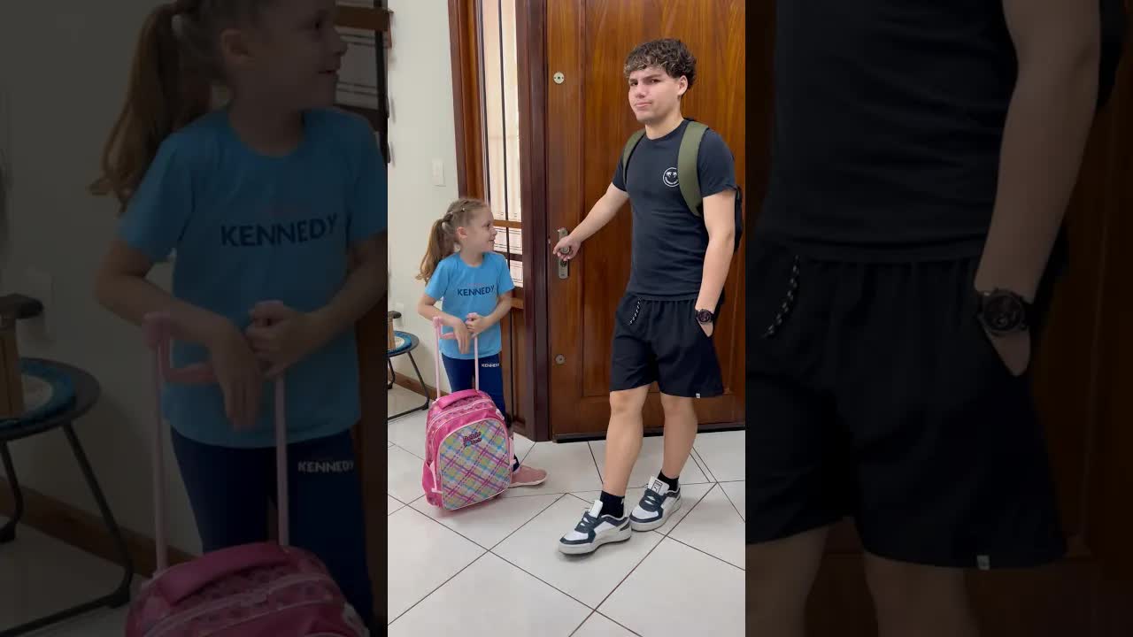 Desafio da mochila entre irmãos na escola
