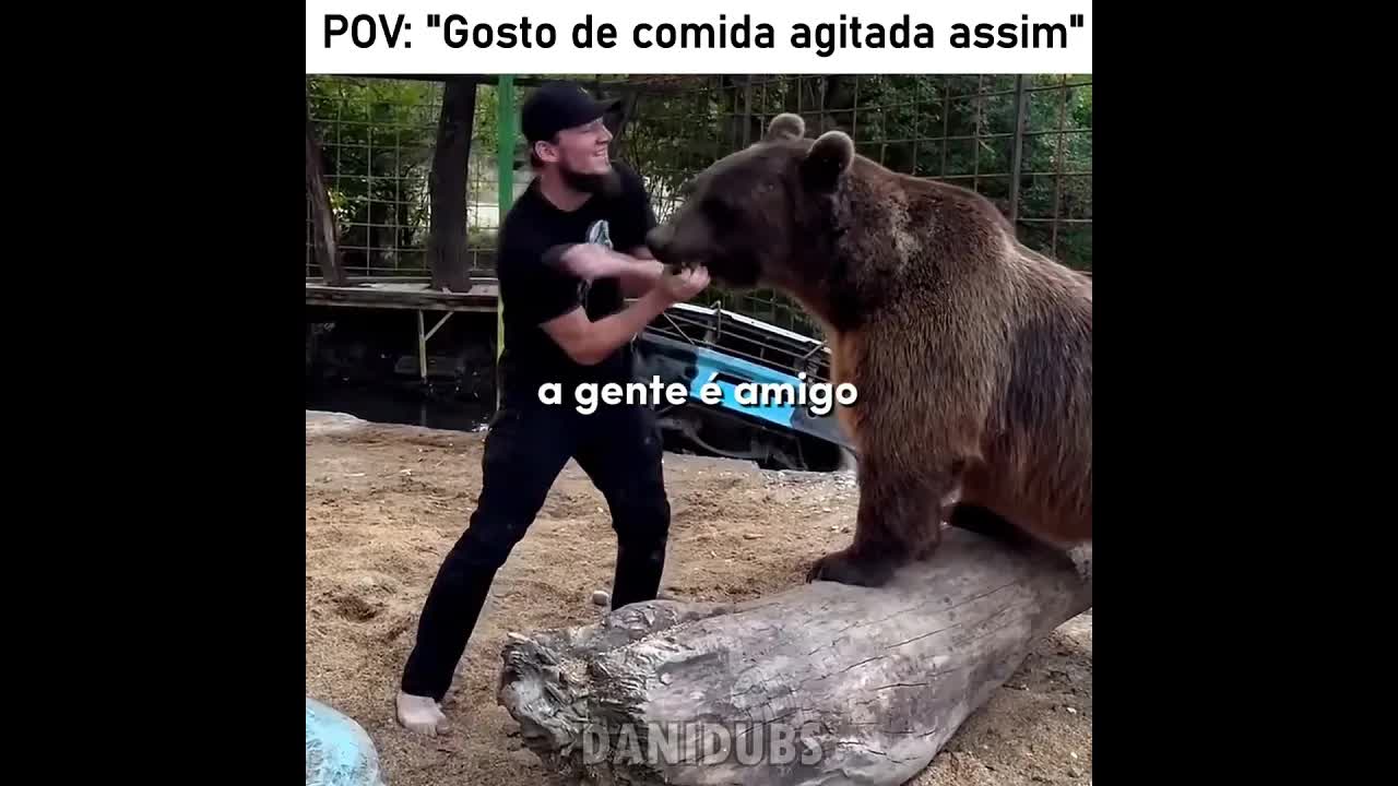 Brincando com um urso de brinquedo