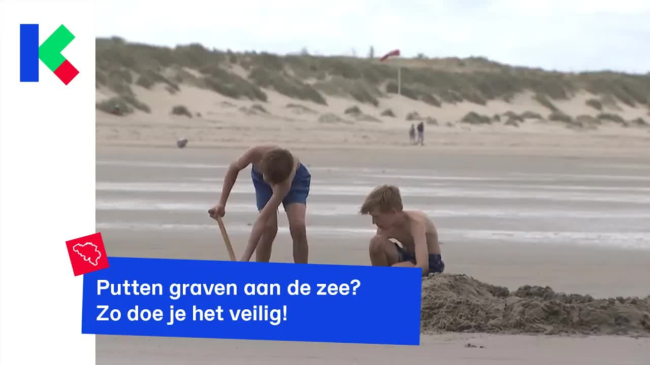 Veilig putten graven op het strand