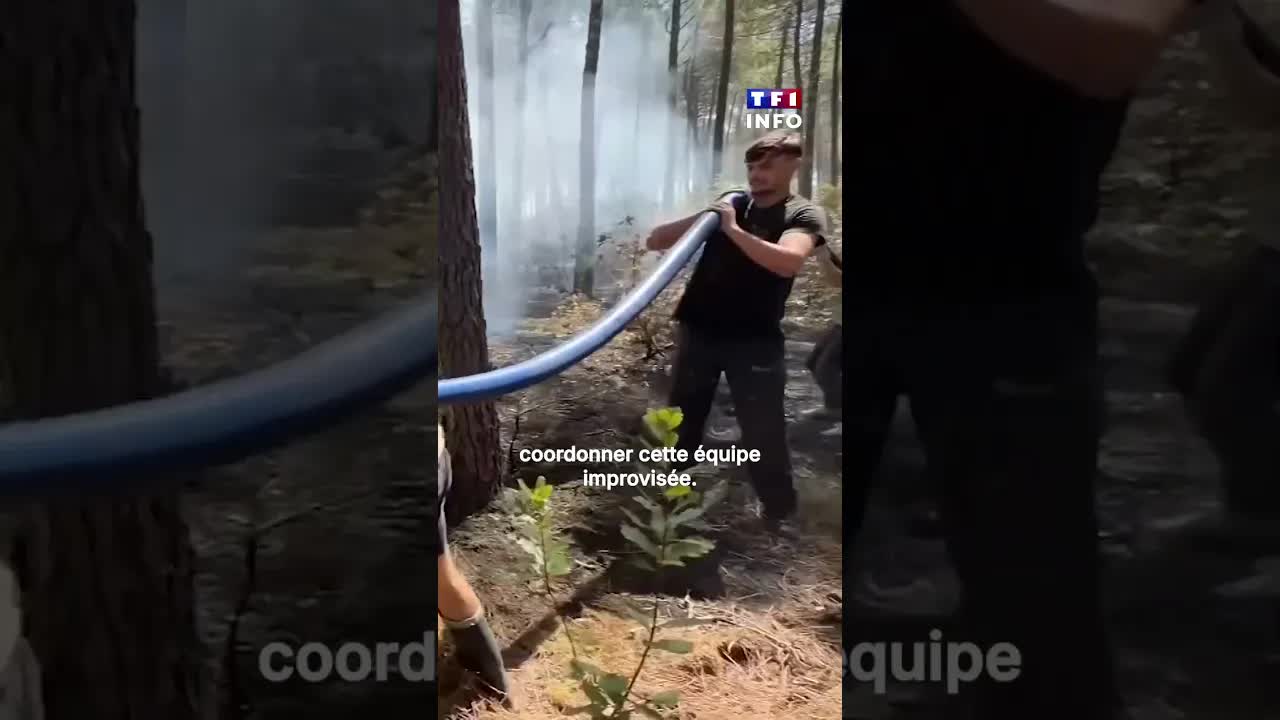 Des habitants aident à éteindre un incendie en Gironde