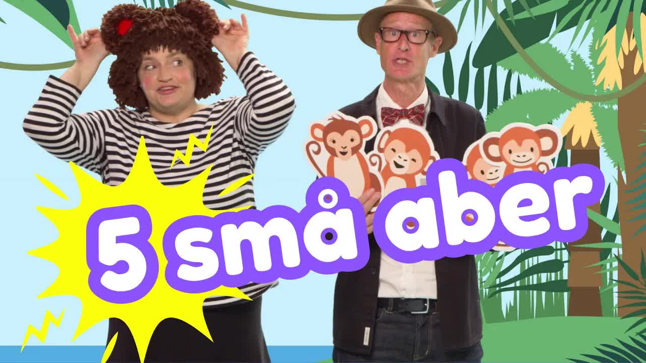 5 små aber - klassisk børnesang med fagter