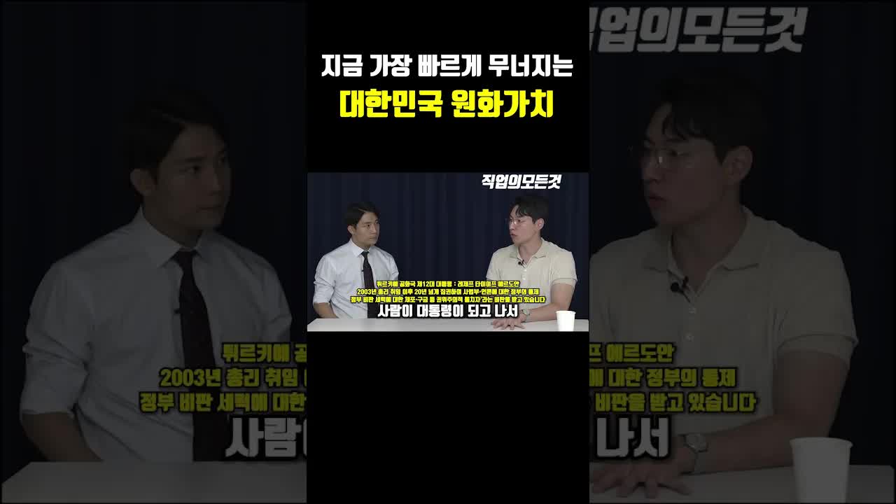 한국 원화 가치가 가장 빠르게 무너지고 있다