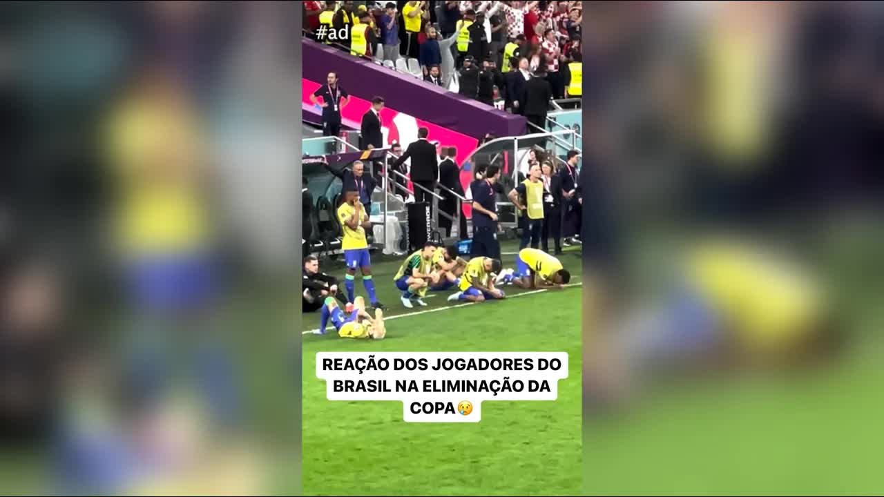 Reação dos jogadores brasileiros após eliminação na Copa
