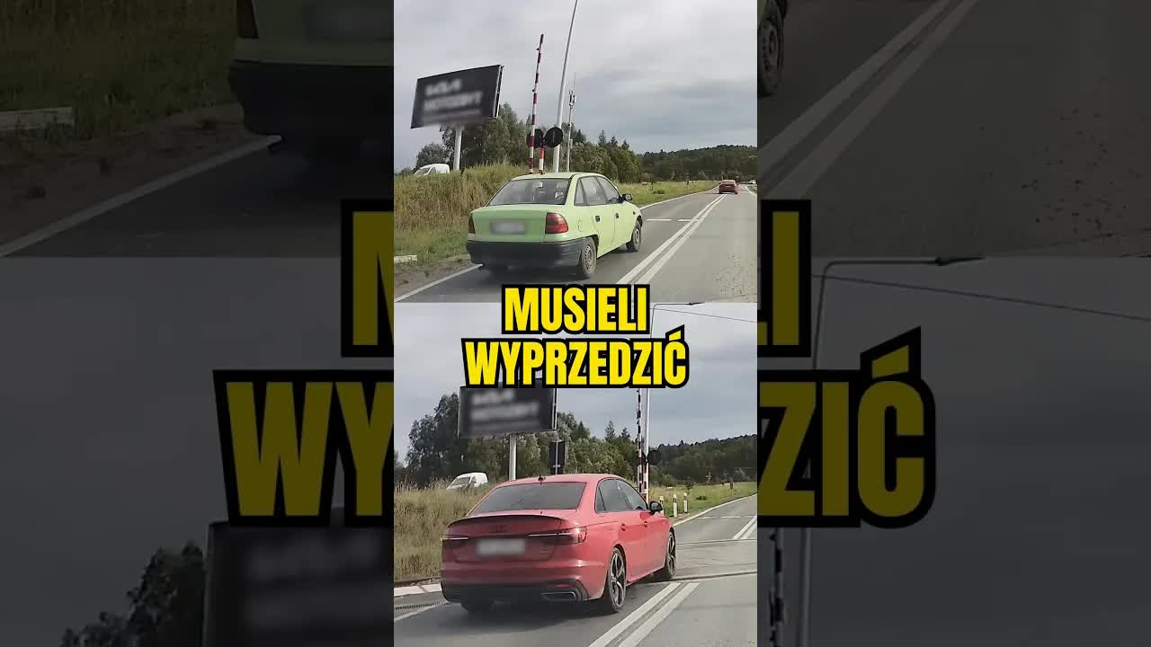 Niebezpieczne wyprzedzanie na przejeździe kolejowym w Ełku