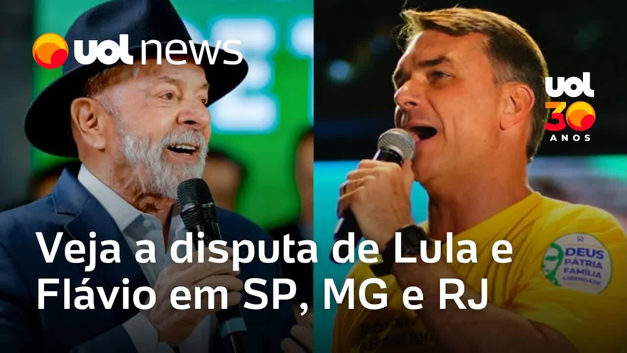Lula e Flávio Bolsonaro nas pesquisas de SP, MG e RJ