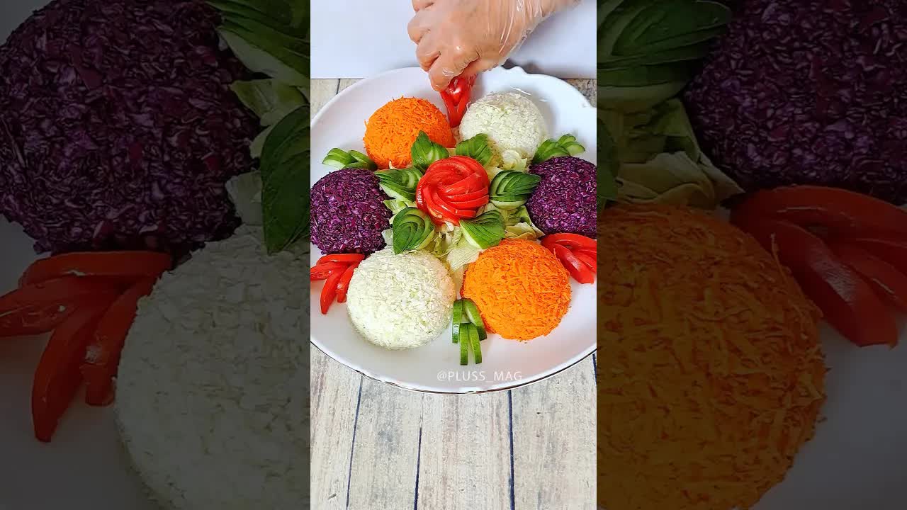آموزش تزیین شیک و ساده سالاد با هویج و خیار