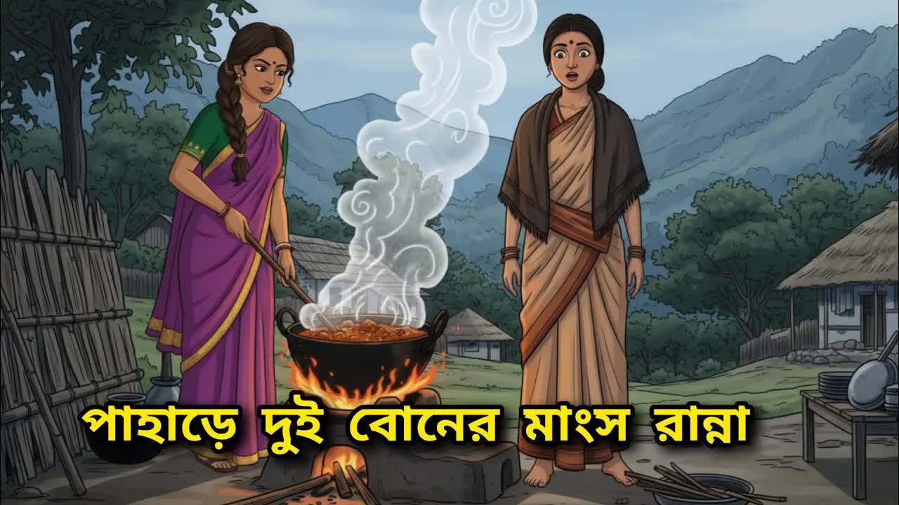 পাহাড়ে দুই বোনের মিষ্টি মাংস রান্না গল্প