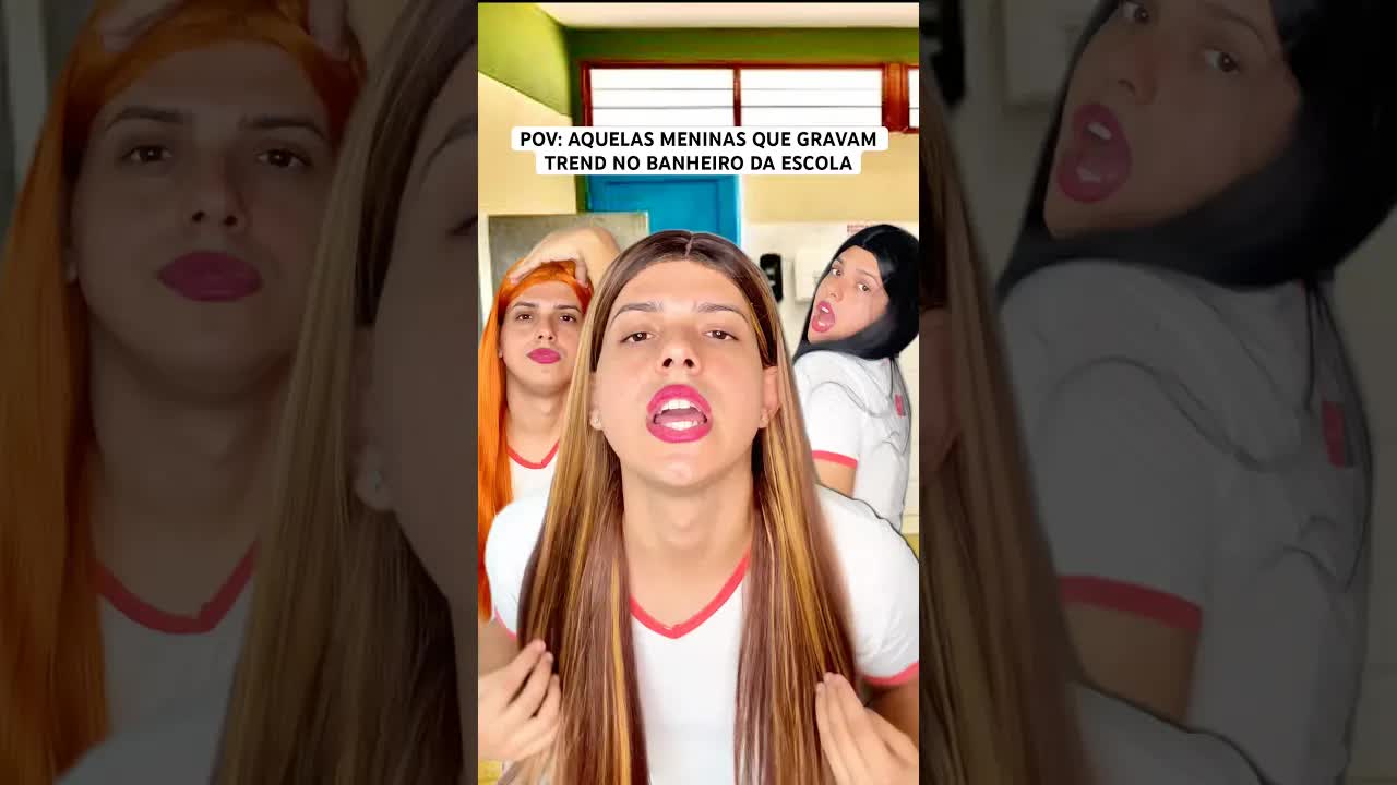 Meninas gravando trend no banheiro da escola