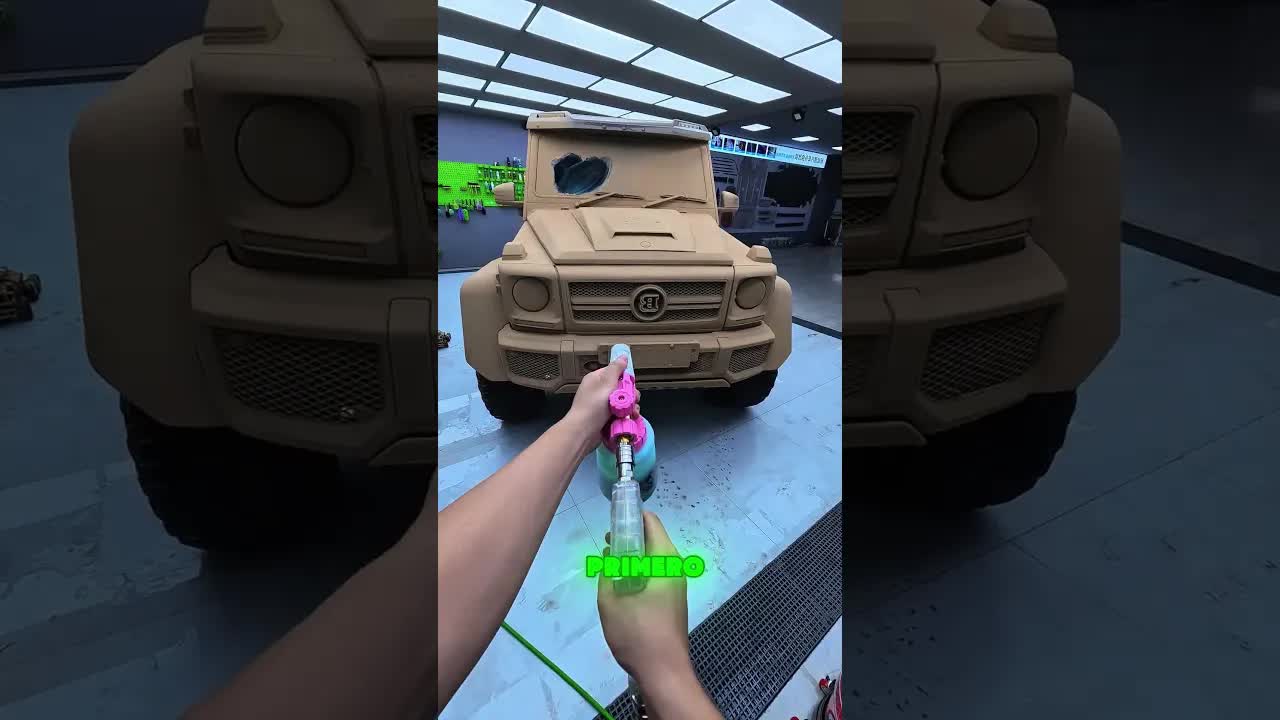 Lavando un coche de seis ruedas