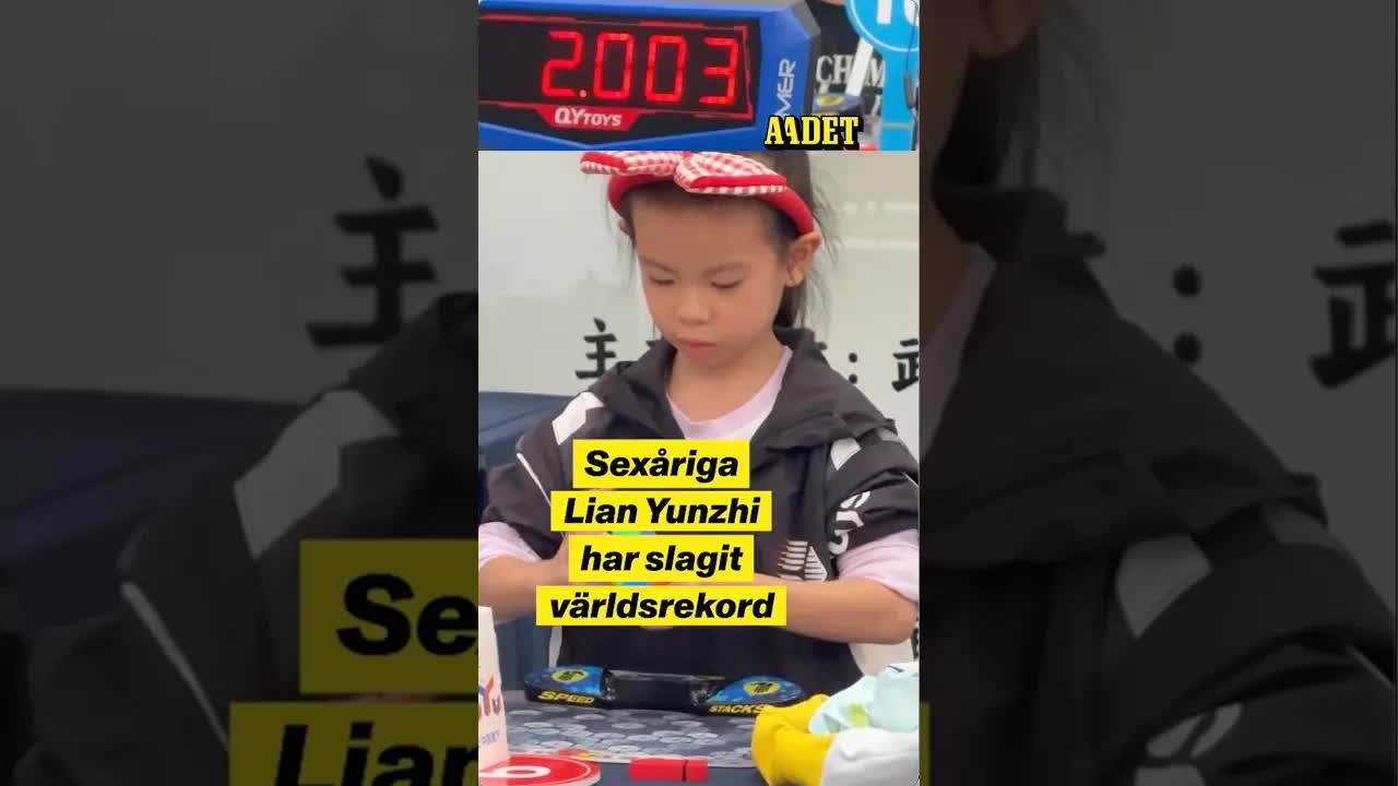 Sexårig flicka slår världsrekord i Rubiks kub