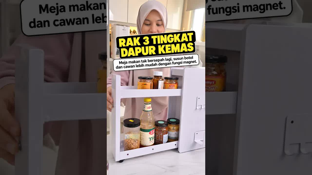 Rak Dapur Magnetik 3 Tingkat untuk Meja Makan Kemas