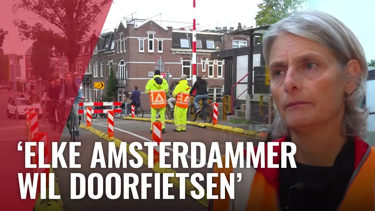 Verkeersproblemen op de Kabouterbrug in Amsterdam