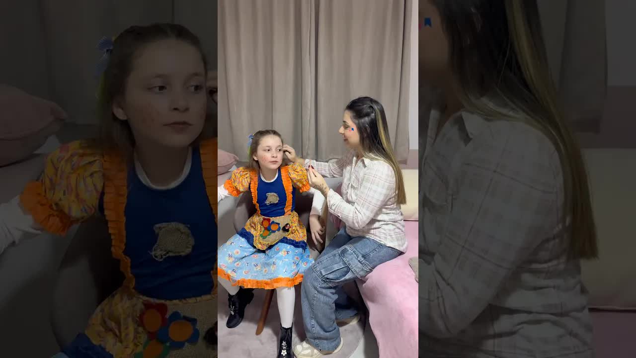 Minha irmã fez bandeirinhas com palito de fósforo