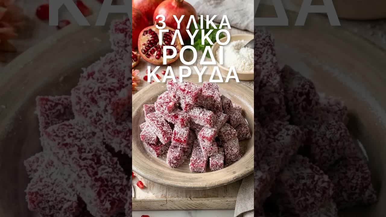 Γλυκό με Ρόδι και Καρύδα σε 3 Υλικά