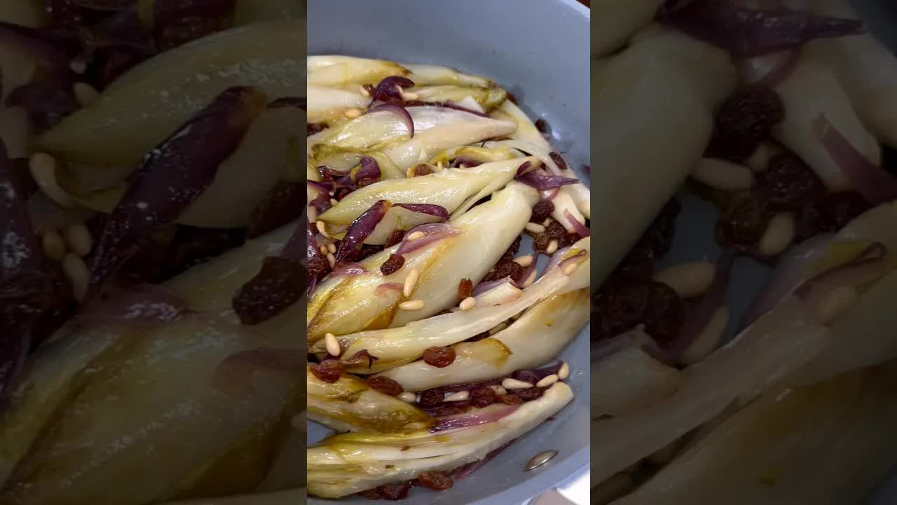 Ricetta veloce di indivia con uvetta e pinoli