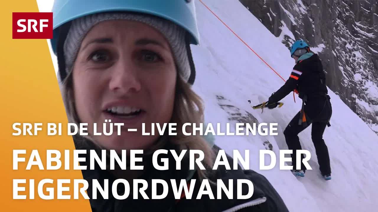 Fabienne an der Eiger-Nordwand im Abgrund
