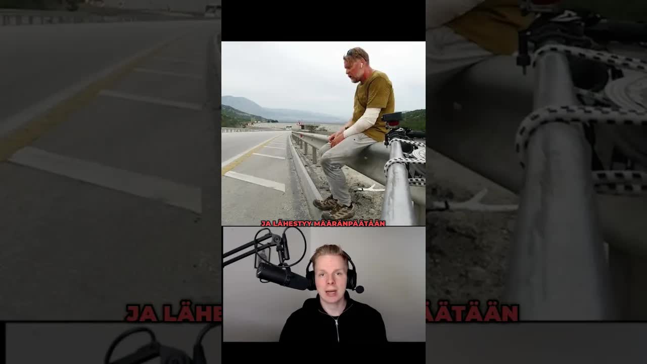 Mies kävelee maailman ympäri