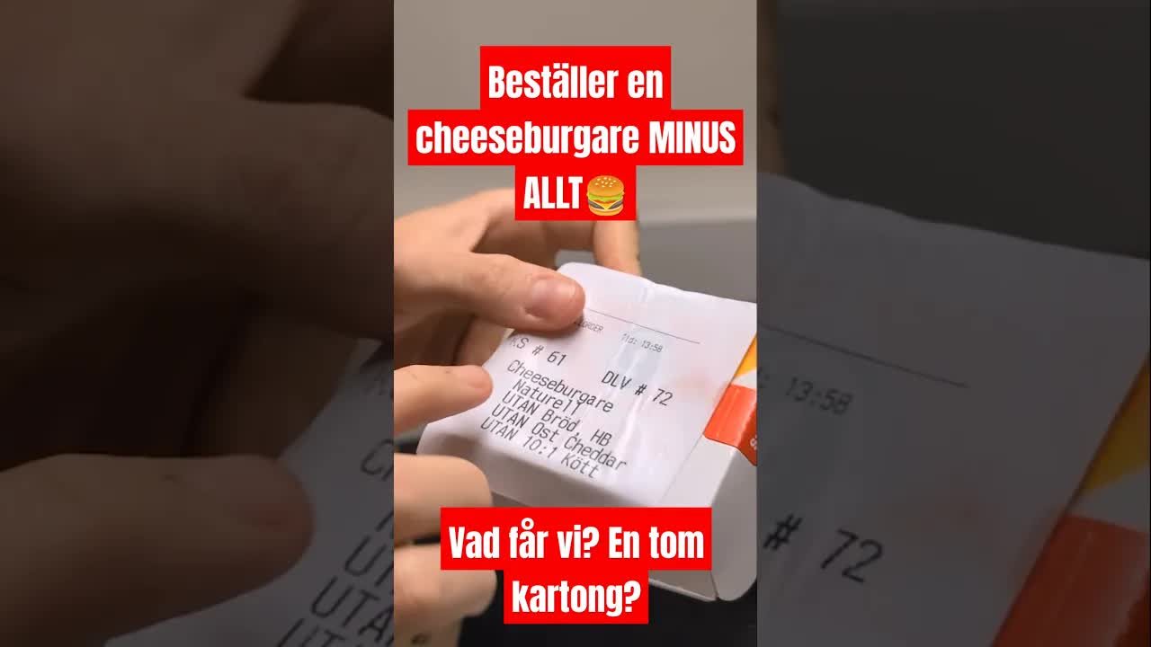 Beställer en tom cheeseburgare från McDonald's
