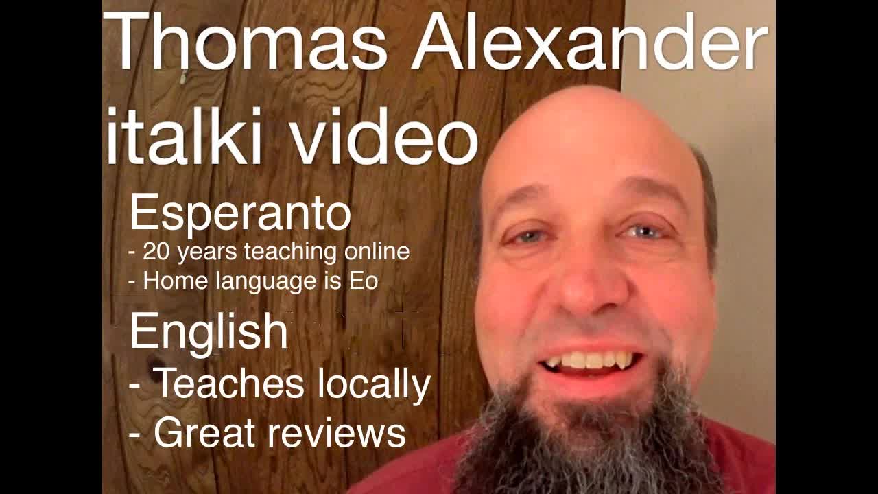 Saluton: Enkonduko de Tomaso, instruisto de Esperanto
