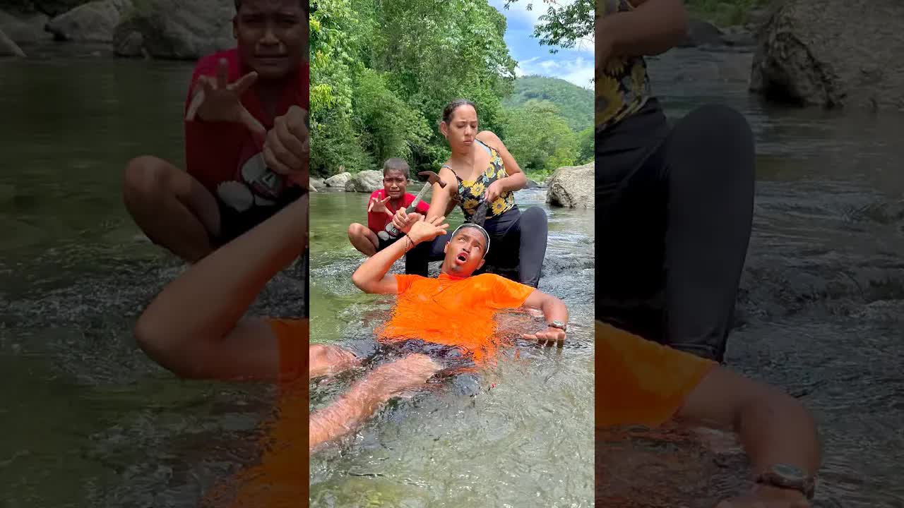 Mi hijo se tropezó con una piedra en el río