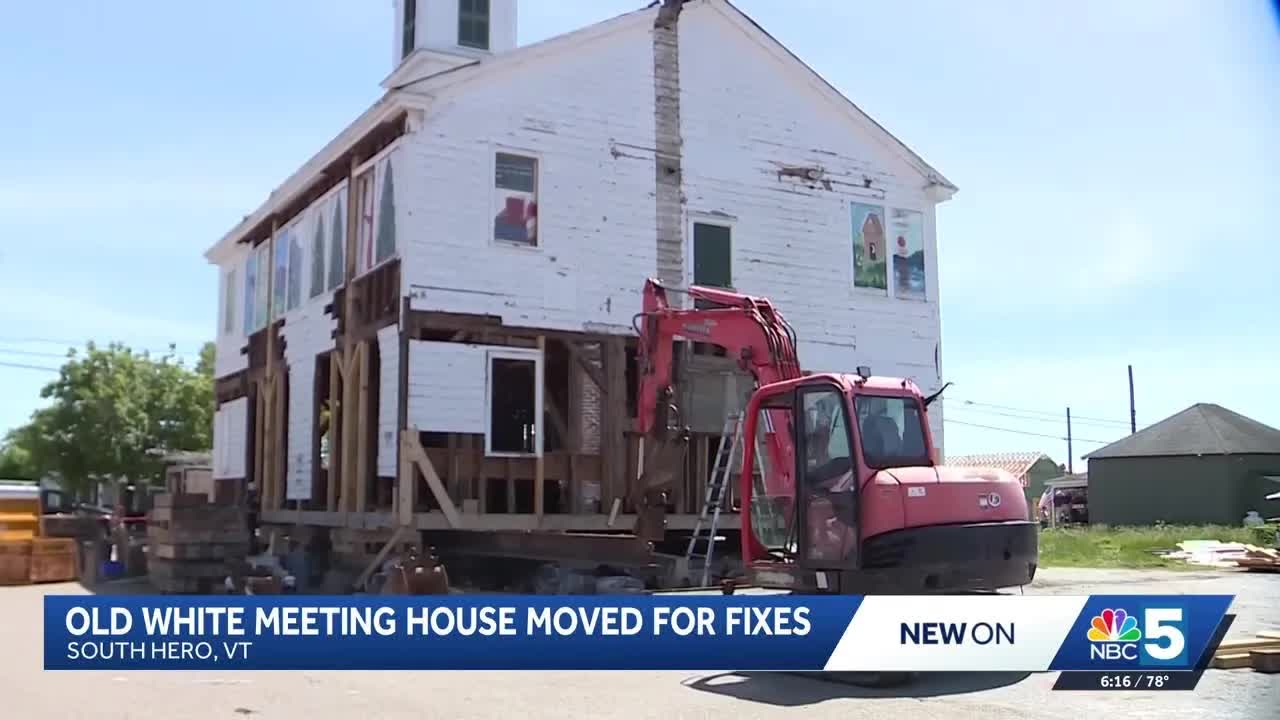 Historic Vermont Meetinghouse Lifted For New Foundation
