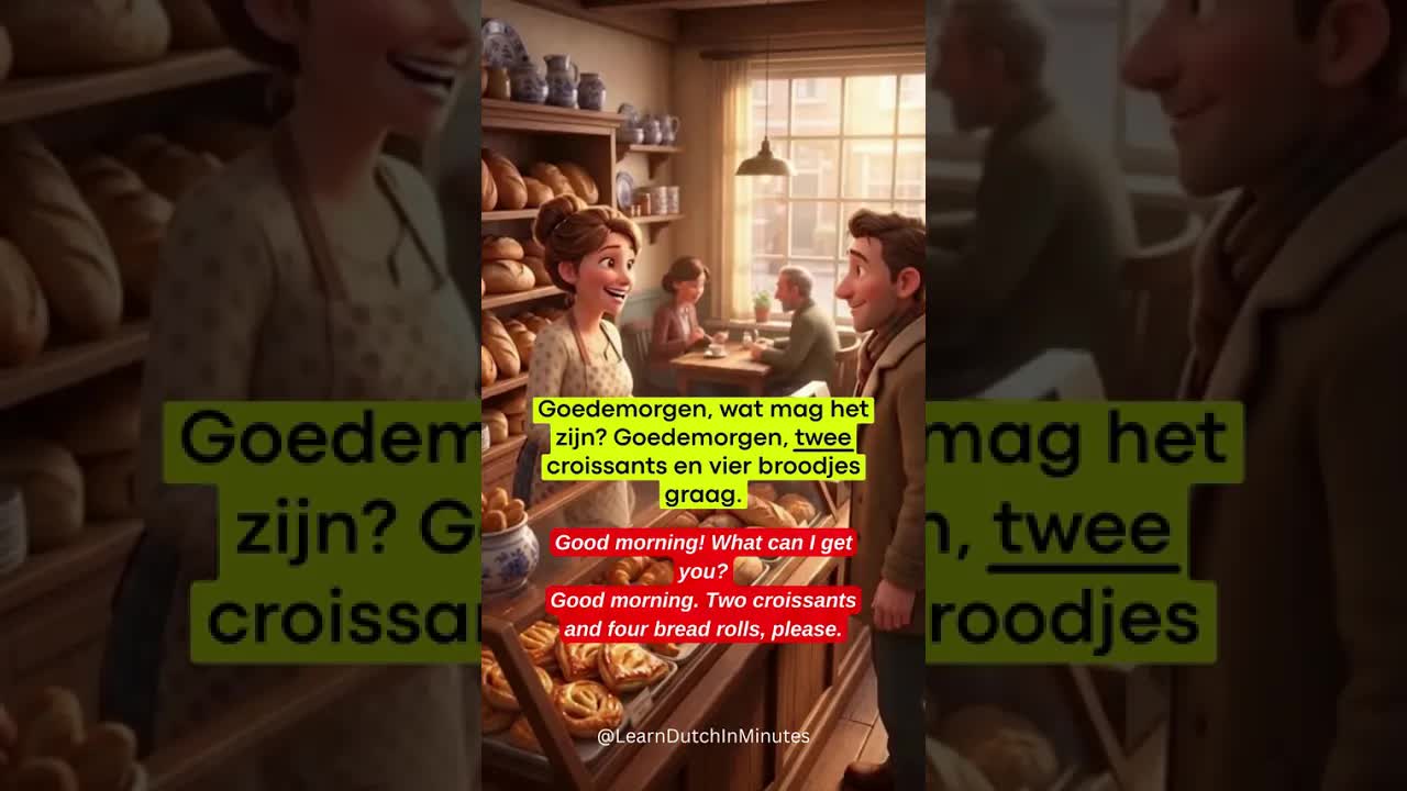 Bestellen bij de bakker: twee croissants en vier broodjes