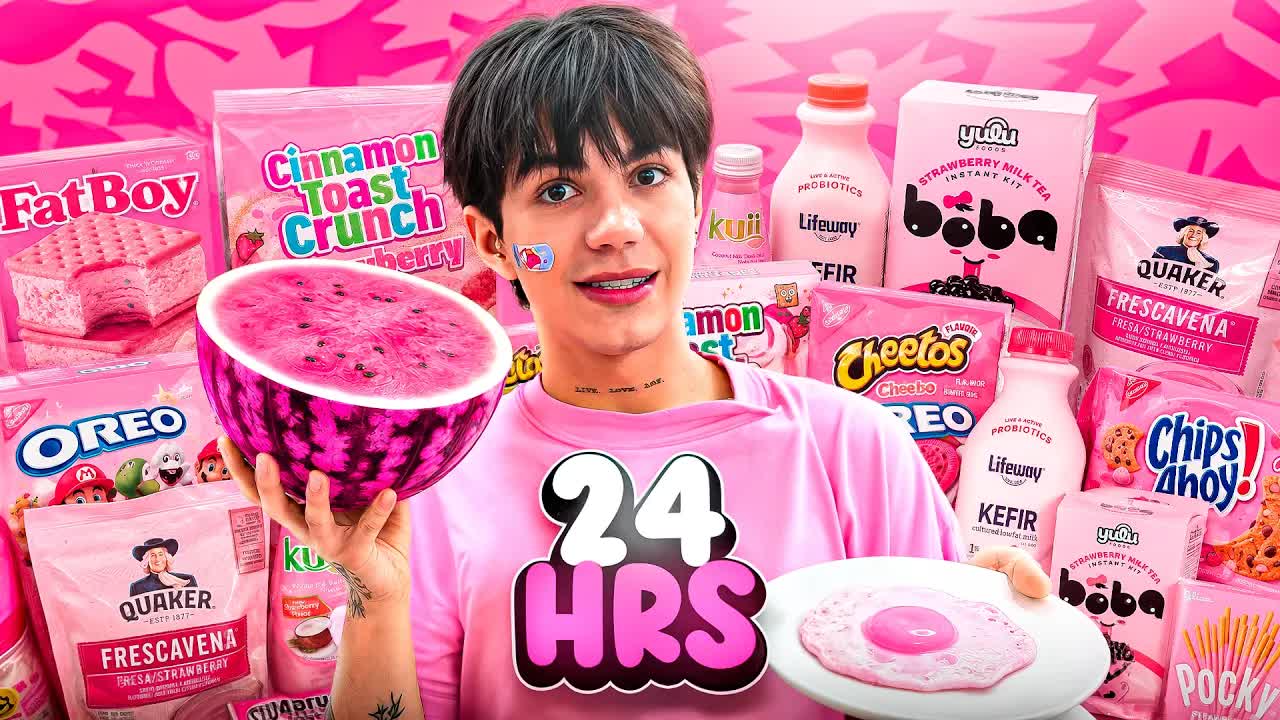 24 horas comiendo todo rosado