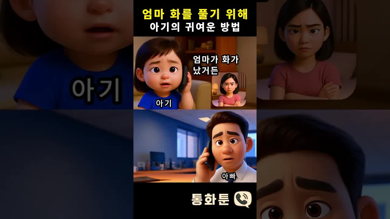 아기가 엄마 화 풀어주려고 한 통화