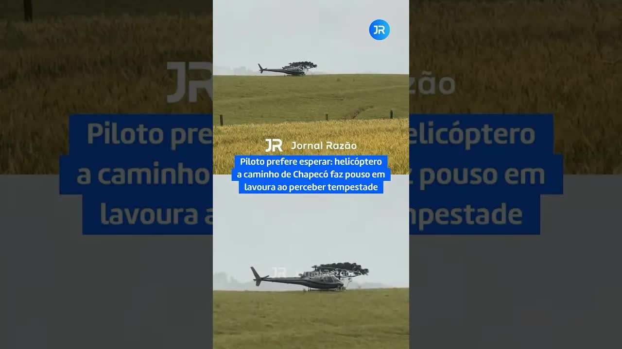 Piloto de helicóptero pousa na lavoura por causa do tempo