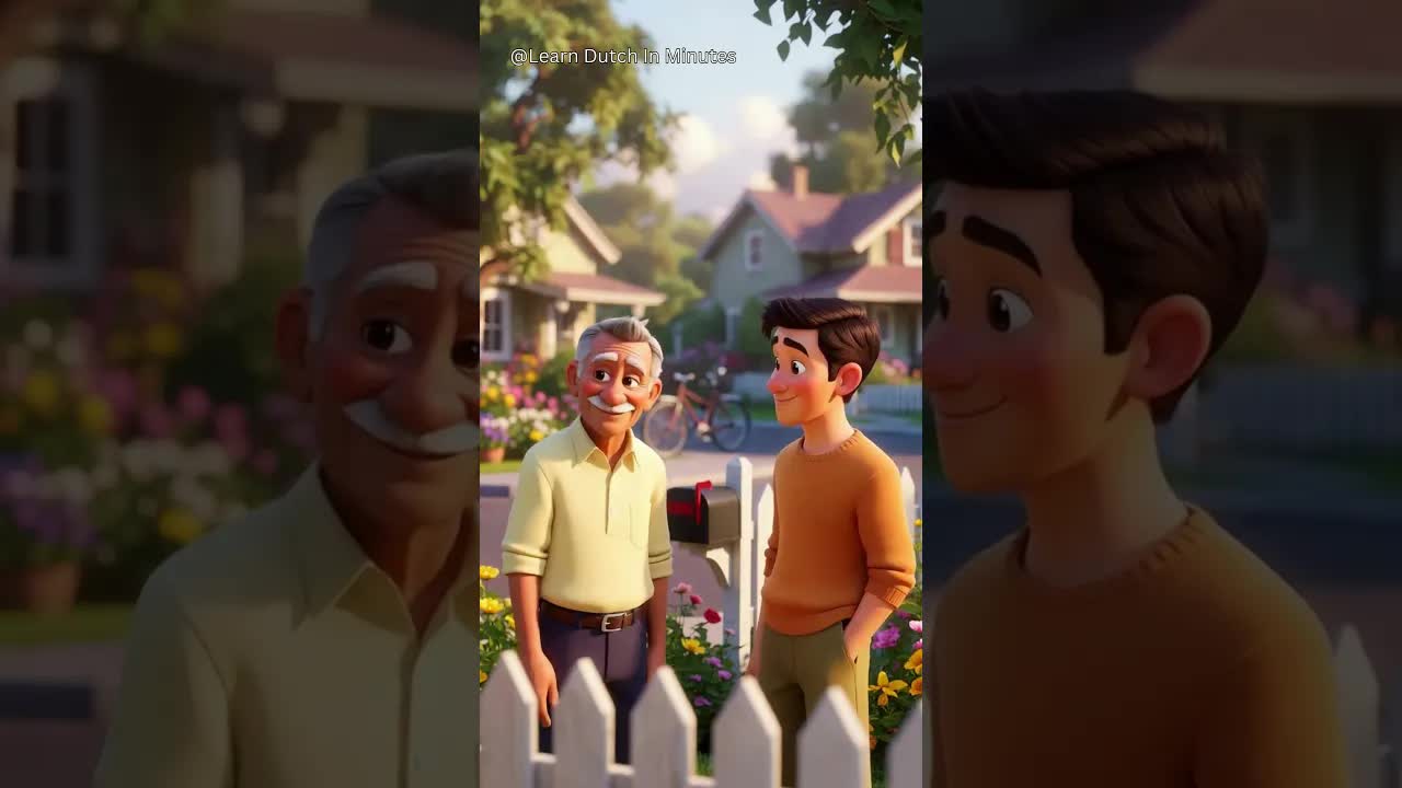 Gesprek met een oude buurman in de tuin