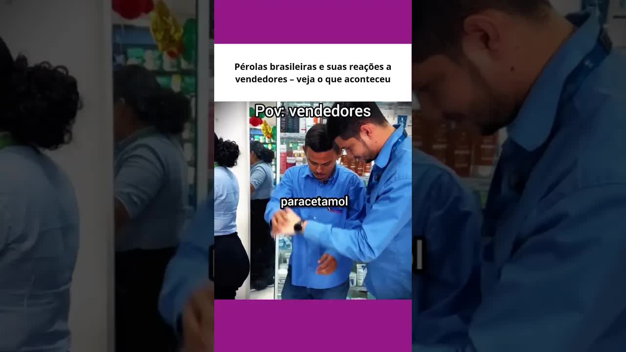 Reações engraçadas em uma farmácia no Brasil