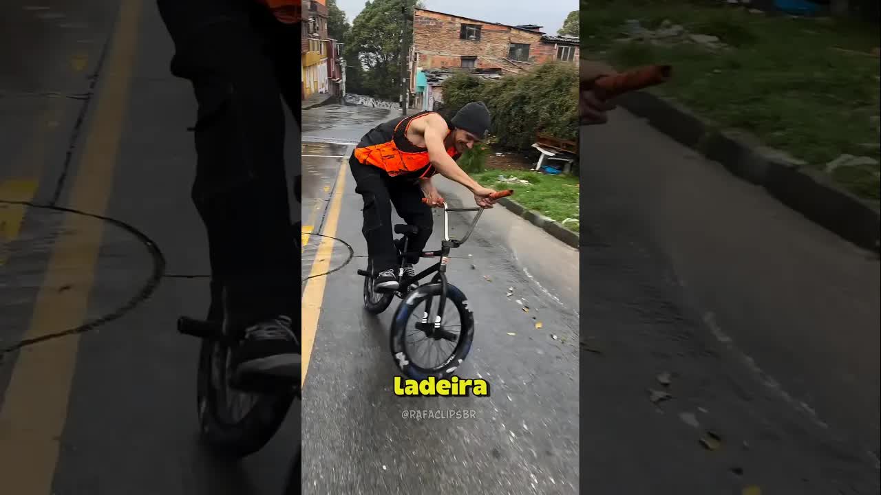 Homem desce ladeira de bicicleta sem freio